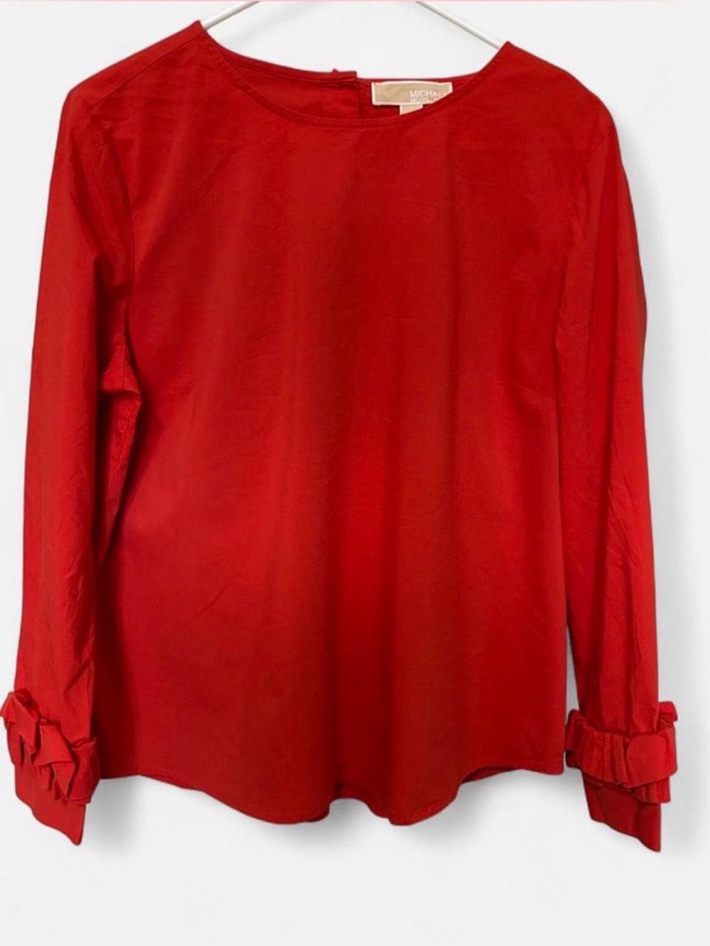 MICHAEL Michael Kors Orange Ruffle-Cuff Long Sleeve Blouse